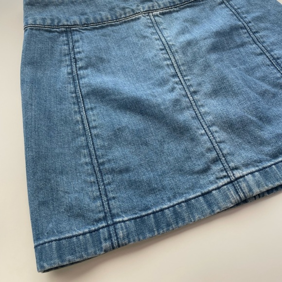 Free People Mini Denim Y2K Skirt Size 6 Blue Jean Seam Front Zip Up - Picture 3 of 8
